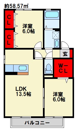 グリーンヒル　A棟 102号室 間取り