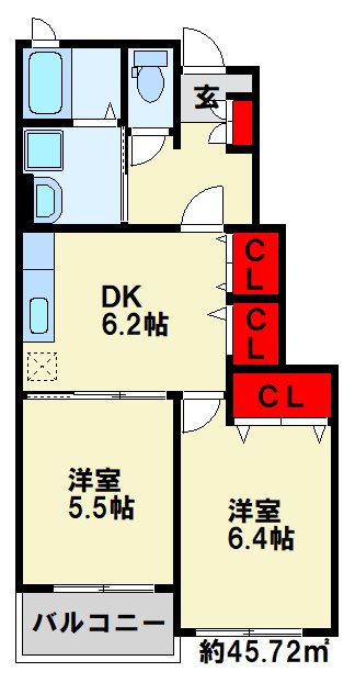 コーポ鷲峰Ⅱ 間取り図