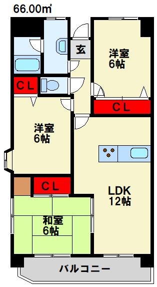 メゾンモンブラン則松 406号室 間取り