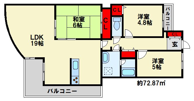 イマージュアークヒルズ黒崎西 1203号室 間取り