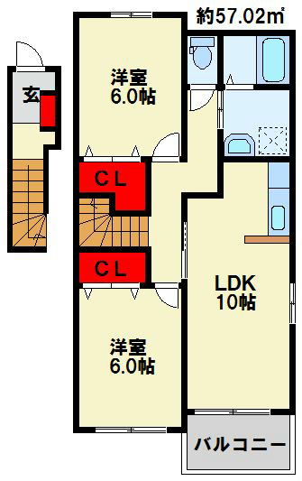 セレナーデ葛原 Ｂ棟  201号室 間取り