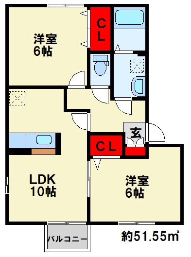 ディーフレア徳吉　Ａ棟 間取り図