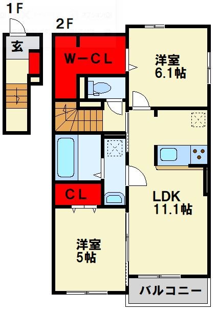 ジャカランダ 201号室 間取り