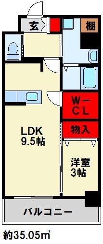 City Court 折尾  502号室 間取り