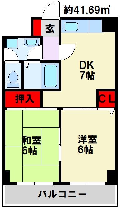 ダイナコート折尾Ⅱ 202号室 間取り