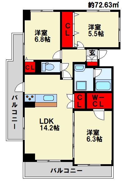コンフォートスクエア安部山  間取り図