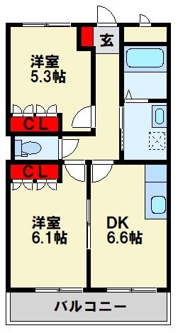 フォーシーズン 206号室 間取り