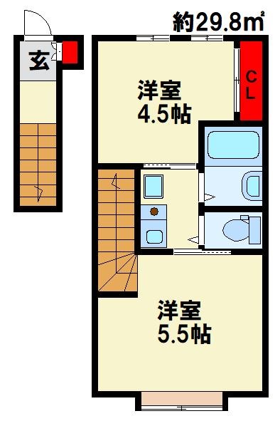 Dear津田　Ｂ棟 202号室 間取り