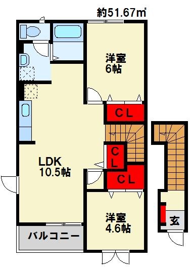 ユーシャイン 201号室 間取り