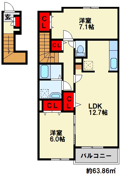 ラティエ　南方 202号室 間取り