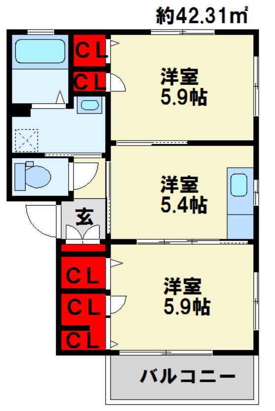 サンアスタ 201号室 間取り
