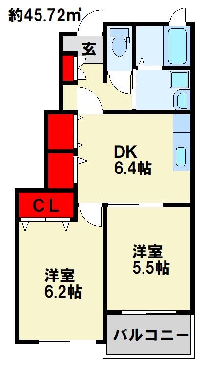 ソレイユ元町Ⅱ　A棟  102号室 間取り