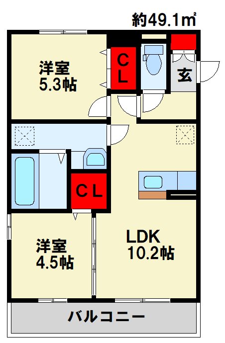 エスポワール祇園Ａ棟 間取り図