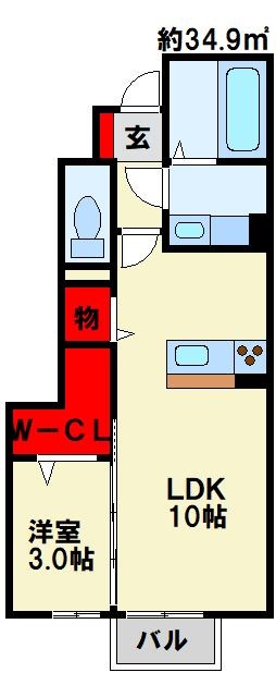 D-room葛原 103号室 間取り