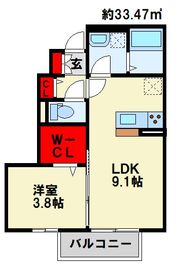 喜宝 Jono 105号室 間取り