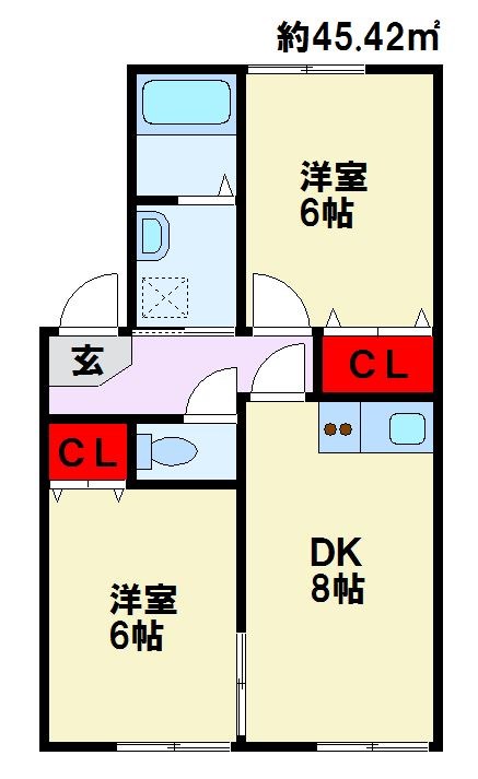 クレッシェンド黒崎公園横B棟   間取り図