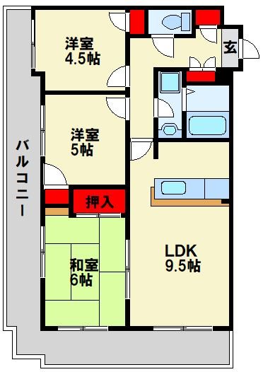 エルザサンリバー戸畑 502号室 間取り