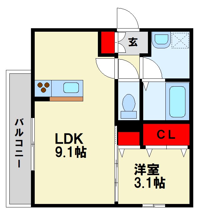 D-room戸畑 305号室 間取り