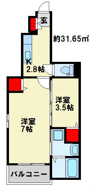 フェリスⅡ 106号室 間取り