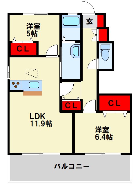 マインフェルト B棟 間取り図