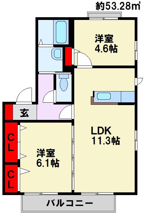 グランドゥール五番館 201号室 間取り