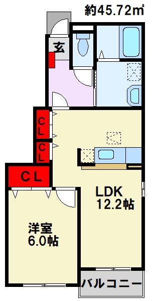 Heart Life野間 B棟  102号室 間取り