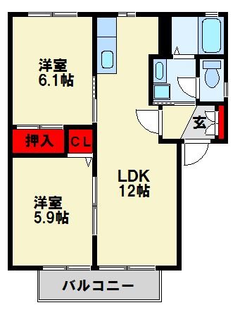 アンジェリカ B棟  102号室 間取り