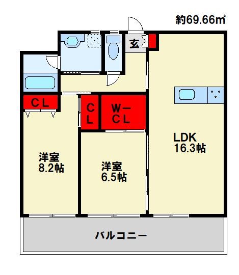 フェルト1021 1002号室 間取り