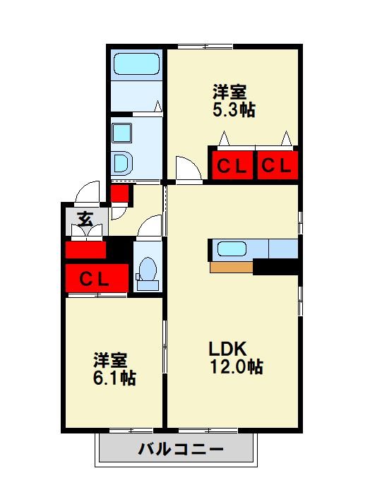 フレグランス西畑 101号室 間取り