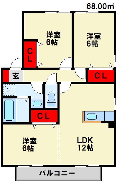 リビングタウン浅川 B棟  102号室 間取り