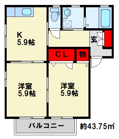 センテナリオ葛原　B棟 201号室 間取り