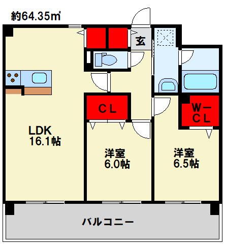 ニューガイアソラーレ下曽根   215号室 間取り