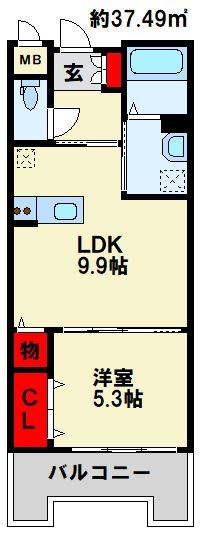 アースコート桜通り 1202号室 間取り