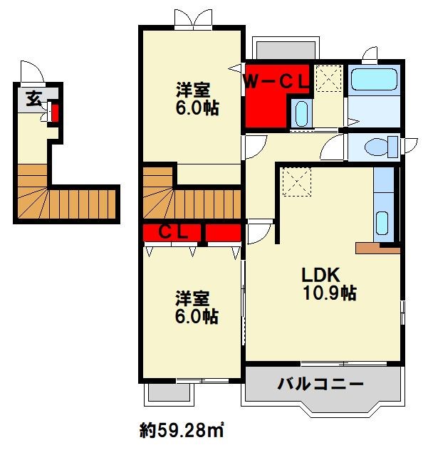 ペンサミエント　B棟  201号室 間取り
