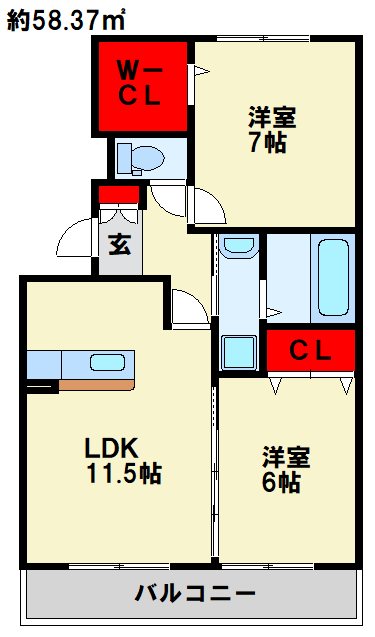 ウィステリア中吉田Ⅲ 203号室 間取り
