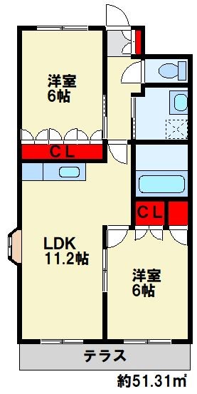 アンジュ・フォンティーヌ 201号室 間取り