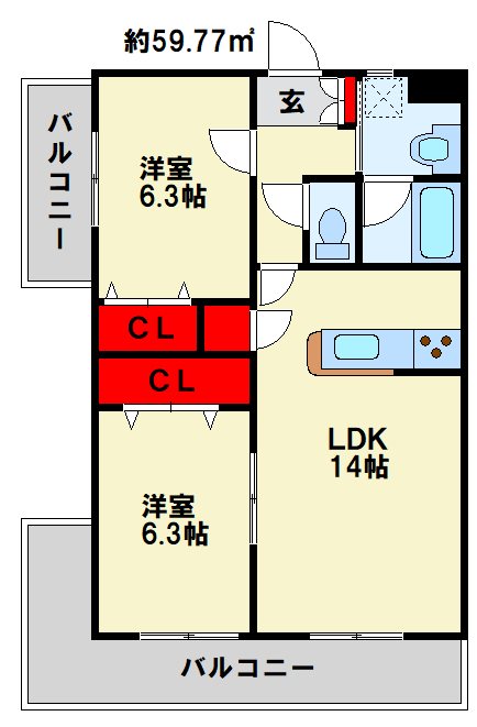 ニューガイア上石田 間取り図