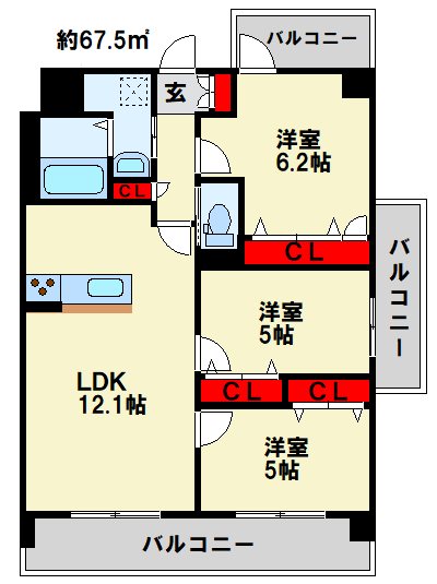 行橋第一レジデンス 401号室 間取り