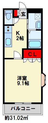 アメニティ徳力 101号室 間取り