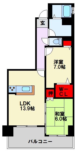 ルワージュ八幡駅前Ⅱ 801号室 間取り