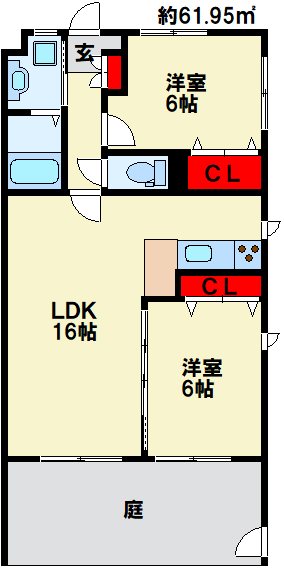 メルヴェーユ紫 103号室 間取り