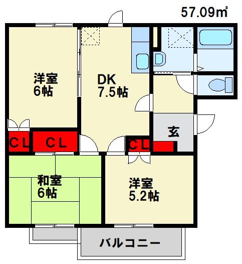 セリーズはたけだ 201号室 間取り