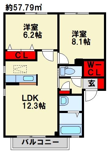 ドミール東貫　B棟 101号室 間取り