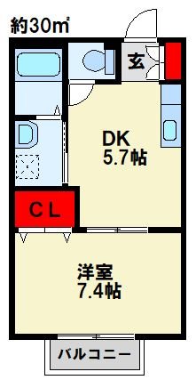 ドゥソレイユ２１　A棟 102号室 間取り