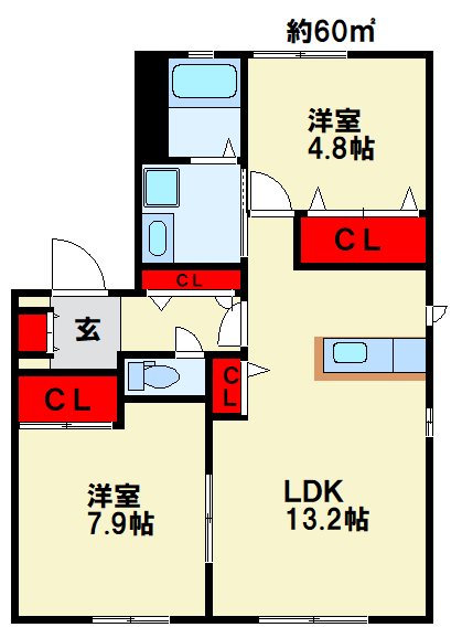 サンバス南原　B棟 101号室 間取り