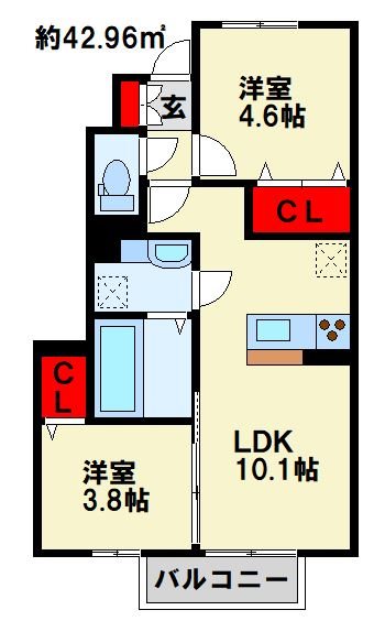 エスポワール　下城野Ⅲ 103号室 間取り