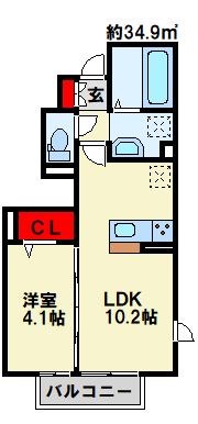 喜宝 Jono 101号室 間取り