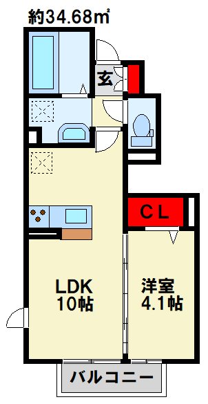 喜宝 Jono 102号室 間取り