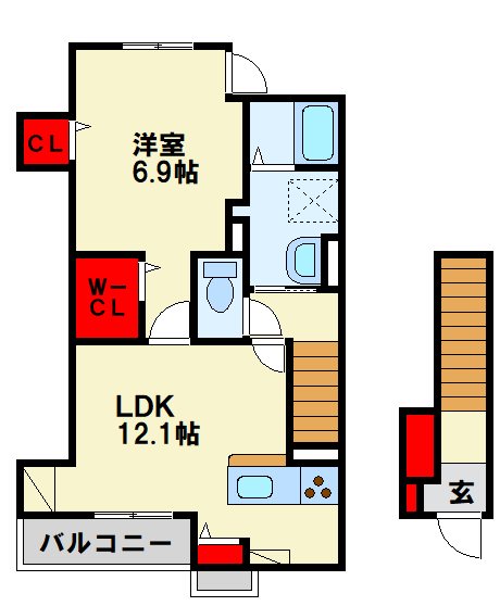 クオーレ 201号室 間取り