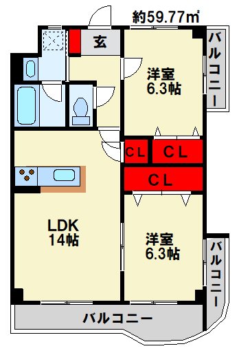 ニューガイア上石田 408号室 間取り